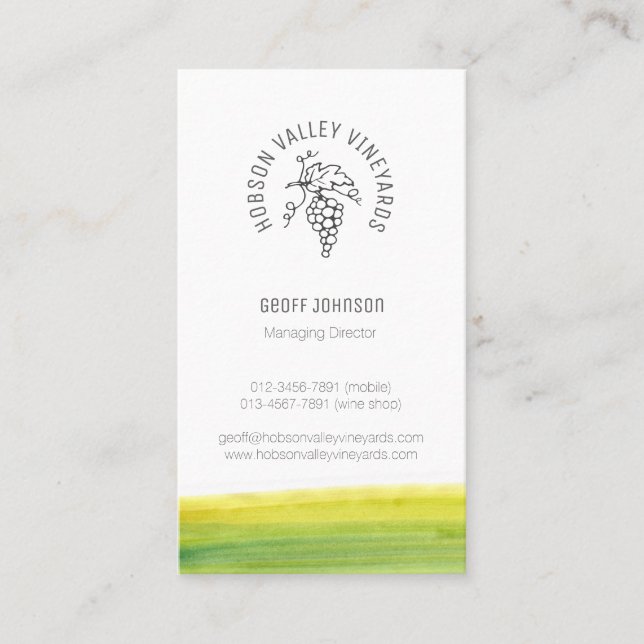 Beställnings- visitkort för druvavingårdvin (Framsida)