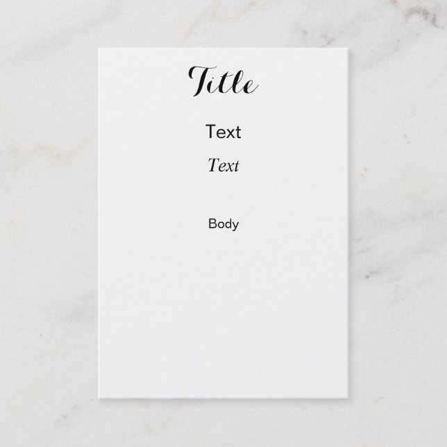 Beställnings- visitkortlodrät för knubbig 3,5 x visitkort (Framsida)