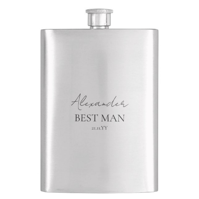 Beställningsbar bröllopspresent till best man fickplunta (Framsidan)