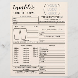 Beställningsformulär för Beige Tumbler Mugg Kopp Reklamblad