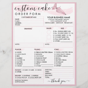 Beställningsformulär för Pink Blush Soft Bakery Ca Reklamblad