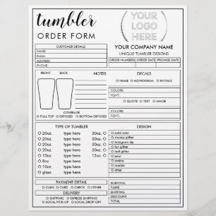 Beställningsformulär för ram Tumbler Mugg Kopp Reklamblad