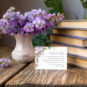 Beställningskort för babyåda i Lilac Blommigt Bok Tilläggskort