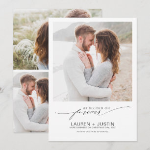 Bestäm för Forever Black White 4 Photo Förlovning Inbjudningar