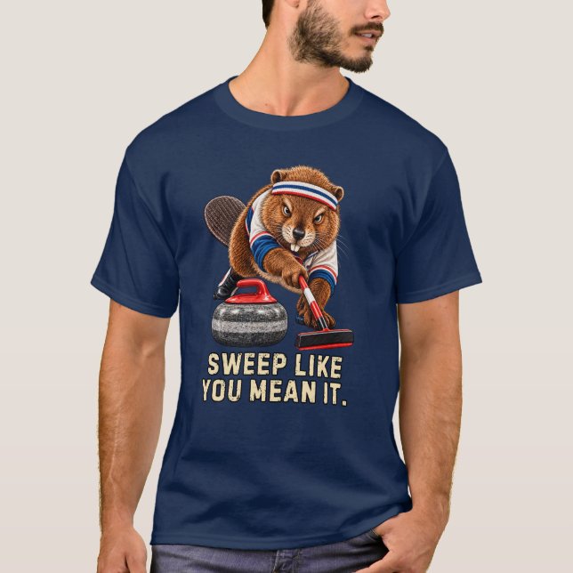 Bestämd Bävercurlinghumor T Shirt (Framsida)