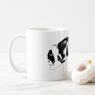 Bestämd Bulldog Gång Svart och Vitt Konstverk Kaffemugg