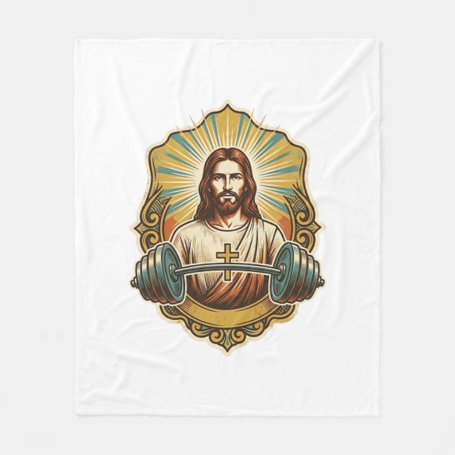 Bestämd Jesus Tung järnstång Kraftlyft G Fleecefilt (Framsidan)