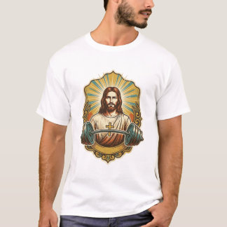Bestämd Jesus Tung Järnstång Styrkelyft G T Shirt