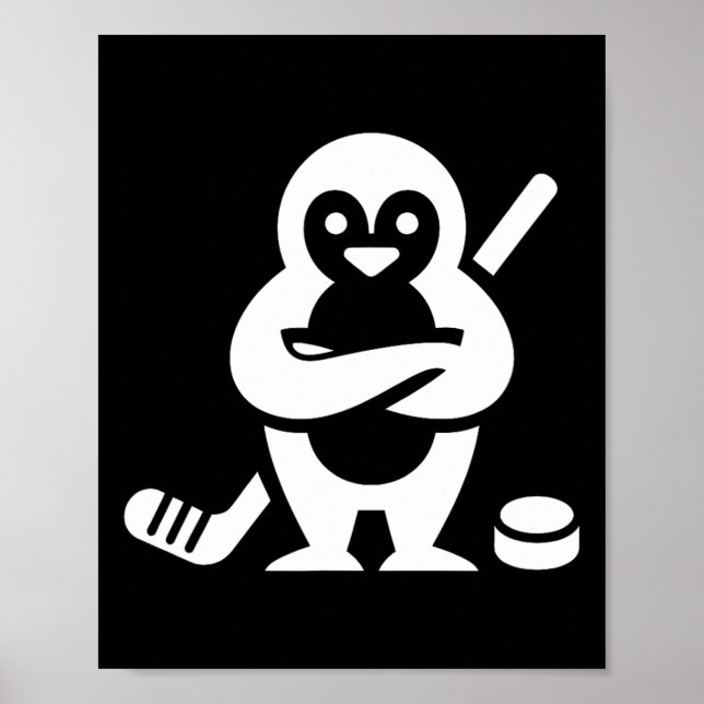 Bestämd pingvishockey Silhuett Design  Poster (Framsidan)