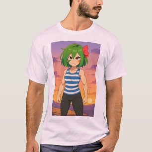 Bestämd solnedgångskrigare – Anime Flick Konst T Shirt