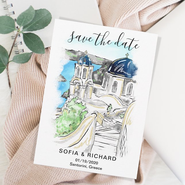 Bestämmelseort Grekland - ön Santorini Inbjudningar (Skapare uppladdad)