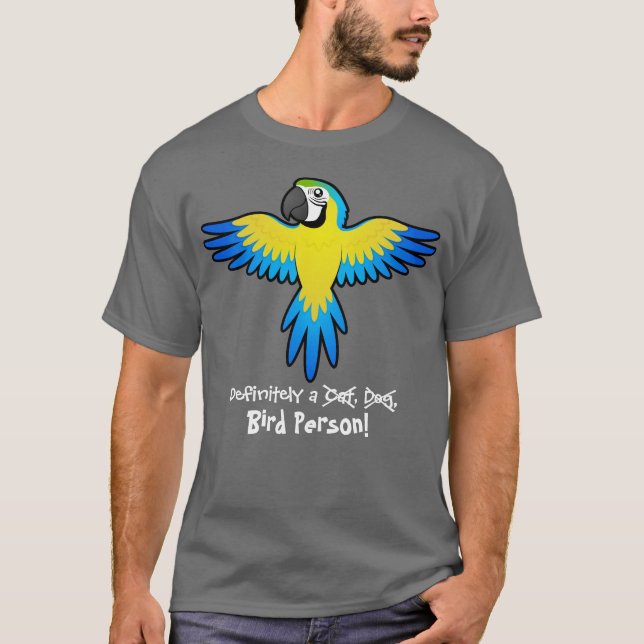 Bestämt en fågelperson (macaw/papegojan) t shirt (Framsida)