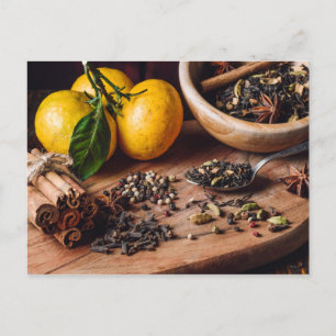 Beståndsdelar till masala chai vykort