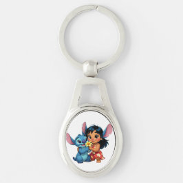 Beste Freunde fürs Leben – Lilo & Stitch Ovalt Silverfärgad Nyckelring