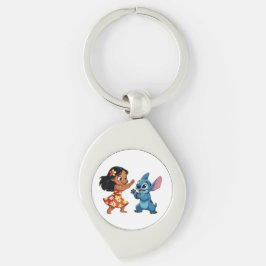 Beste Freunde fürs Leben – Lilo & Stitch Swirl Silverfärgad Nyckelring