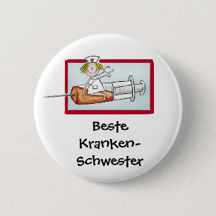 Beste Krankenschwester - Humous Tecknad Nurse Knapp