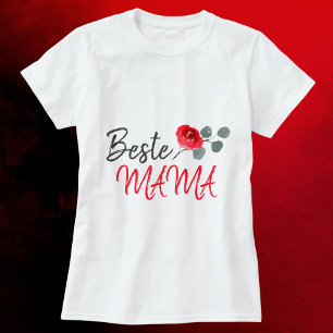 Beste Mamma Röd ros Watercolor Mor's Day T Shirt