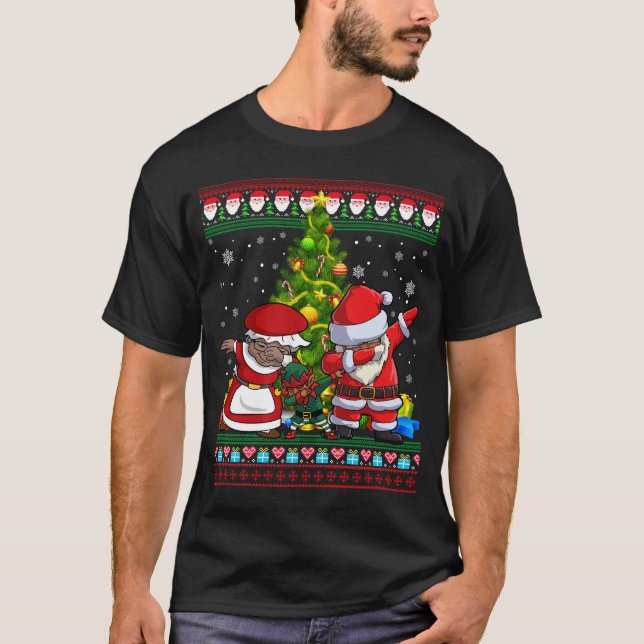 Besteever African American Dabbing Santa Claus T Shirt (Framsida)
