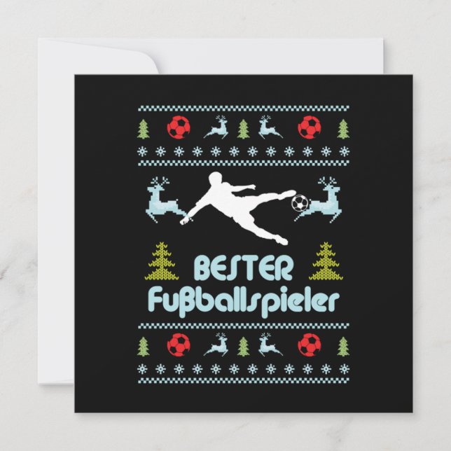 Bester Fuballspieler Ugly Sweater jul Gift Inbjudningar (Framsida)
