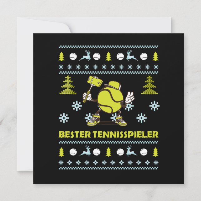 Bester Tennisspieler Ugly Sweater Christmas Gift Inbjudningar (Framsida)
