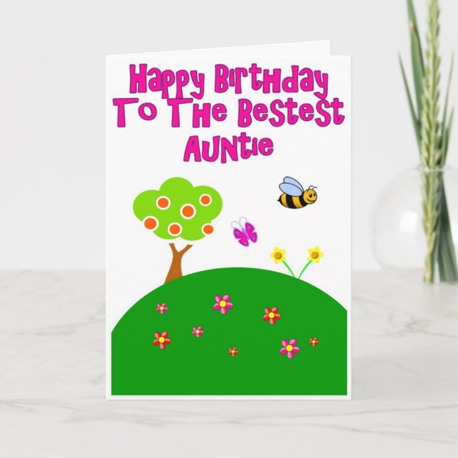 Bestest Auntie Grattis på födelsedagen Garden Gree Kort (Framsida)