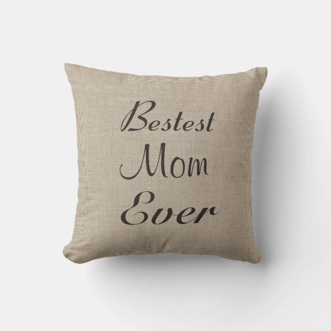 Bestest Mamma Aldrig Pillow på burlap Kudde (Framsida)