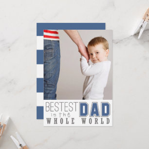 Bestest Pappa Fars dag - platta foto-/blått Kort
