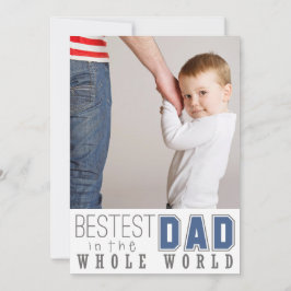 Bestest Pappa Fars dag - platta foto-/blått Kort