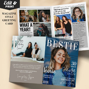 Bestie Anpassningsbar Birthday Magazine Greeting C Kort