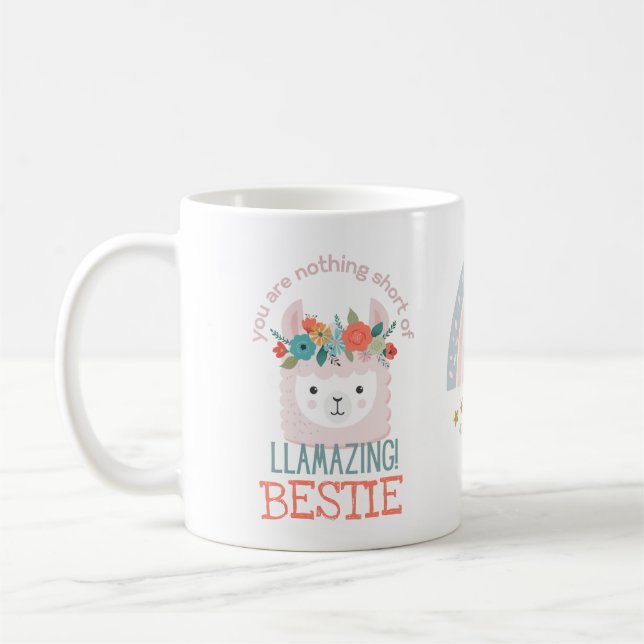 BESTIE BFF FRIEND Fantastisk Cute Lllama Kaffemugg (Vänster)
