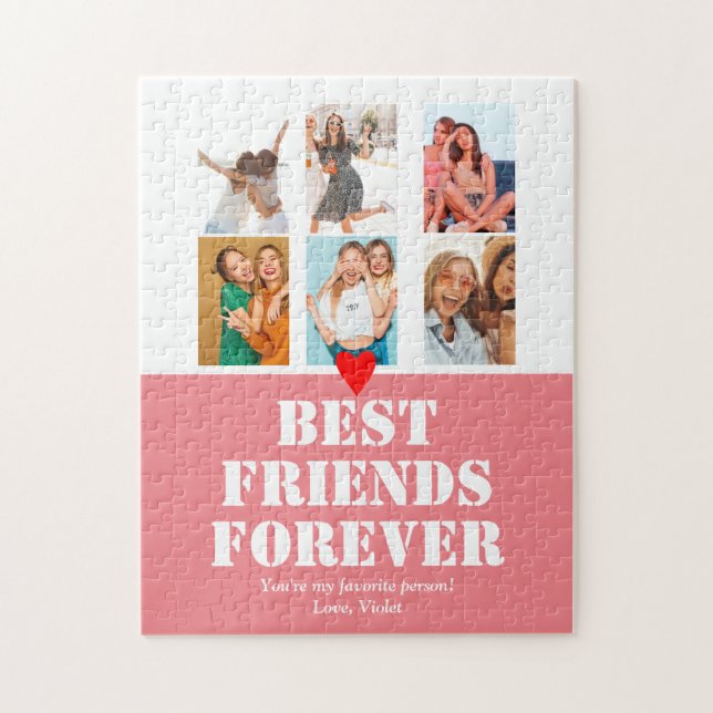 Bestie BFF Girls Photo Collage Gift Personlig Pussel (Vertikal)