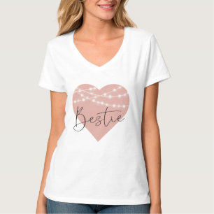 BESTIE BFF Ro Guld Heart String Ljus T-Shirt