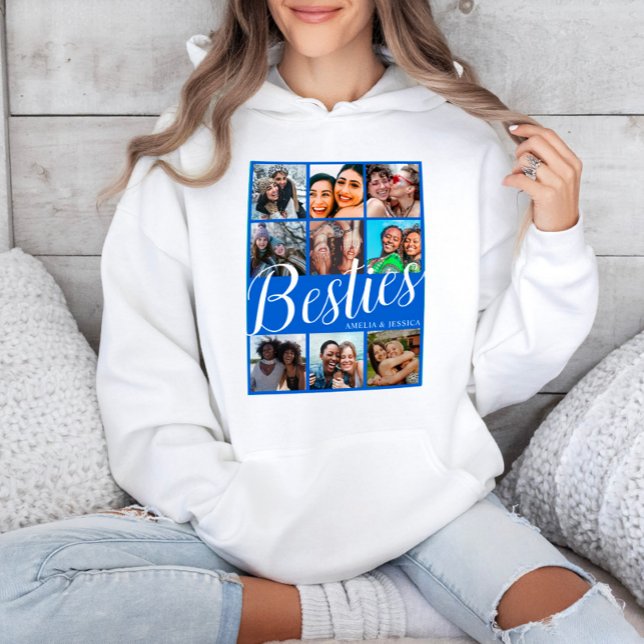 Bestie Blue & White 9 Photo Collage T Shirt (Skapare uppladdad)