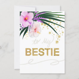 Bestie Card med Blommigt- och Guld-accenter