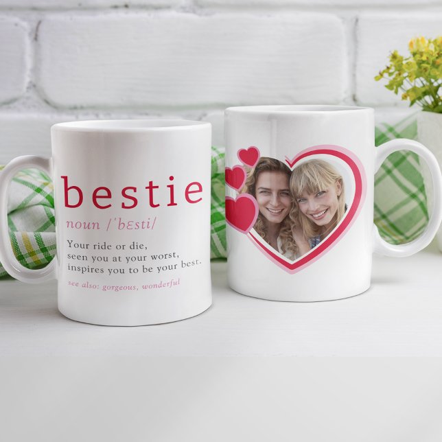 Bestie Definition Heart Photo Best Friends Forever Kaffemugg (Skapare uppladdad)