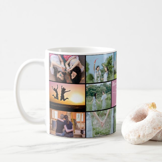 "Bestie Forever! 14-Photo Collage Coffee Mugg" Kaffemugg (Med munk)