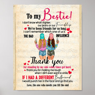 Bestie Gifts   Brev till min Bestie Tack Poster