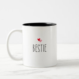 Bestie | Modern Anpassningsbar Färg Heart Bestie P Två-Tonad Mugg
