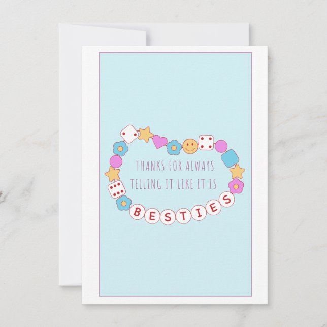 Bestie Quote Cute Pastel Aesthetic Galentine Card Julkort (Framsida)