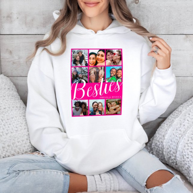 Bestie Rosa & White 9 Photo Collage T Shirt (Skapare uppladdad)