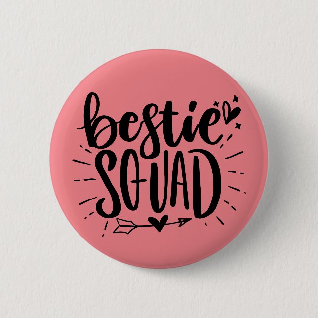 Bestie Squad BFF Best Friend Lettering Quote Knapp (Framsida)