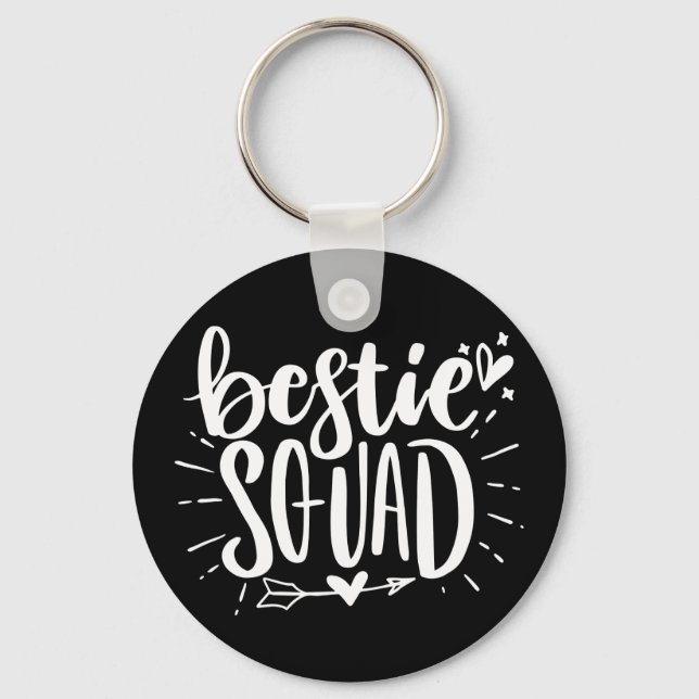 Bestie Squad BFF Best Friend Lettering Quote Nyckelring (Framsida)