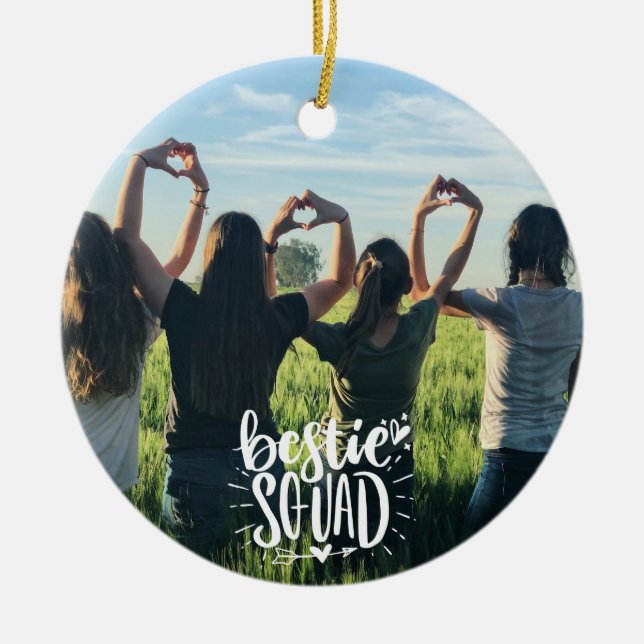 Bestie Squad Personlig Photo BFF-Vänskap Julgransprydnad Keramik (Framsidan)