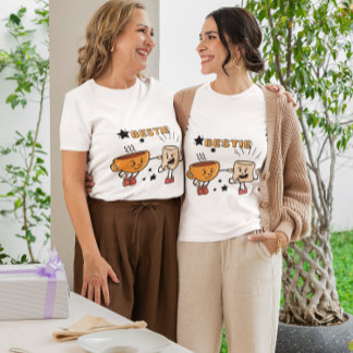 Bestie Tecknad T-Shirt - Cute Coffee & Marshmallow