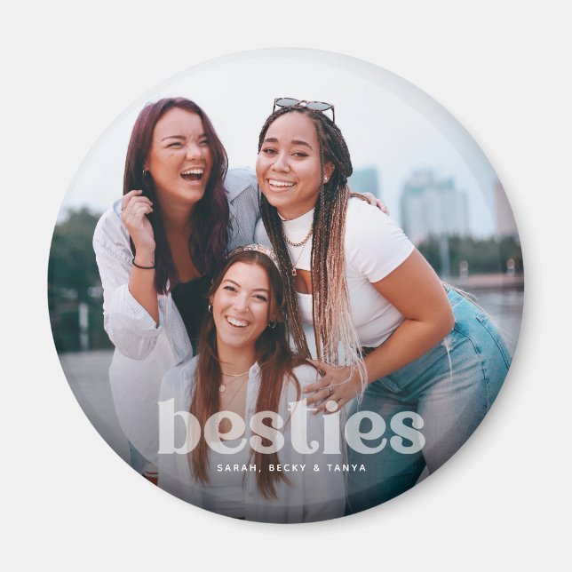 Bestie Trendig Typography Photo Keepsaké Magnet (Framsidan)