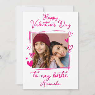 Bestie Valentindagen Bright Rosa ett foto Julkort