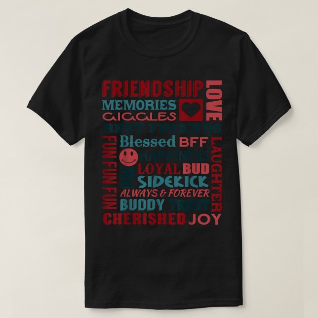 Bestie Vänskap Collage Best Friends BFF Gift T Shirt (Design framsida)