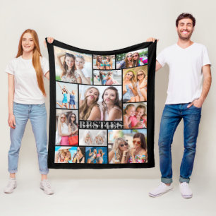 Besties 13 Photo Collage Best Friends Script Black Fleecefilt