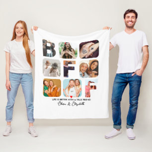 Besties Anpassningsbar Photo Collage BFF Gift Cute Fleecefilt