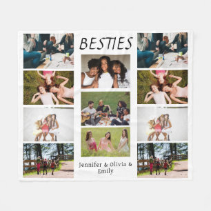 Besties Anpassningsbar Photo Collage & Namn Ull Bl Fleecefilt